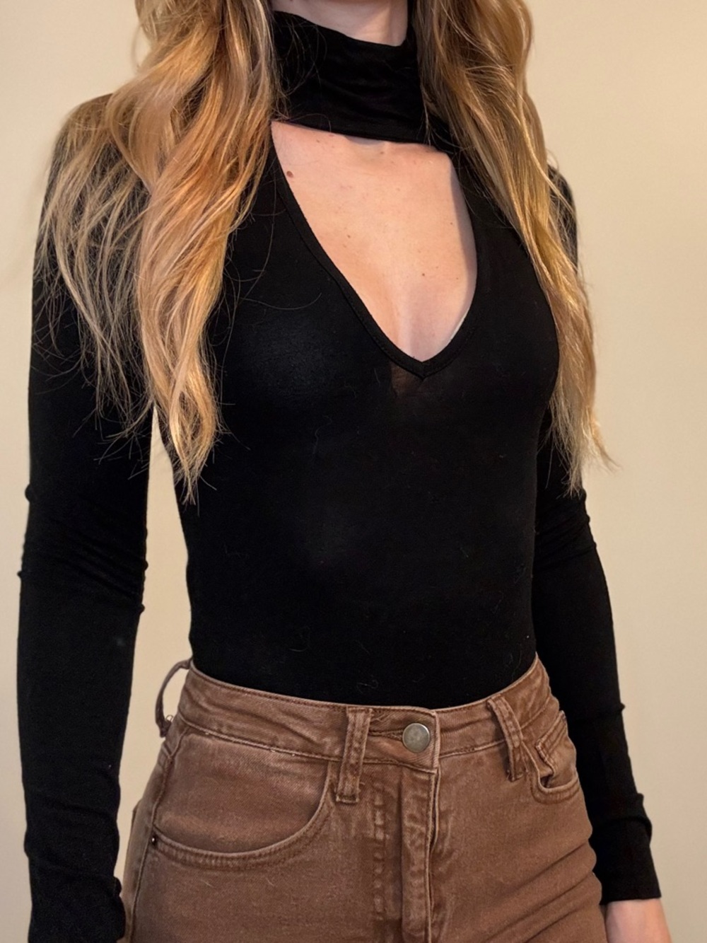 Urban Outfitters Black Long Sleeve Bodysuit